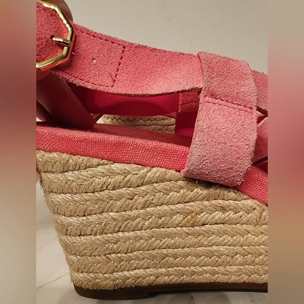 Cole Haan Crystal Espadrille Women’s Fuschia Pink Wedge Sandals Size 7